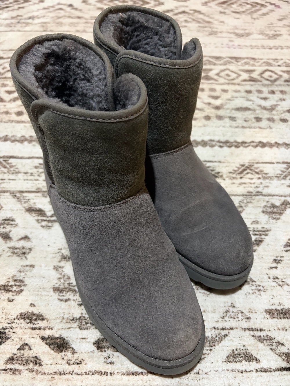 Ugg Women's Gray Suede Fleece-Lined wedged Ankle Boots